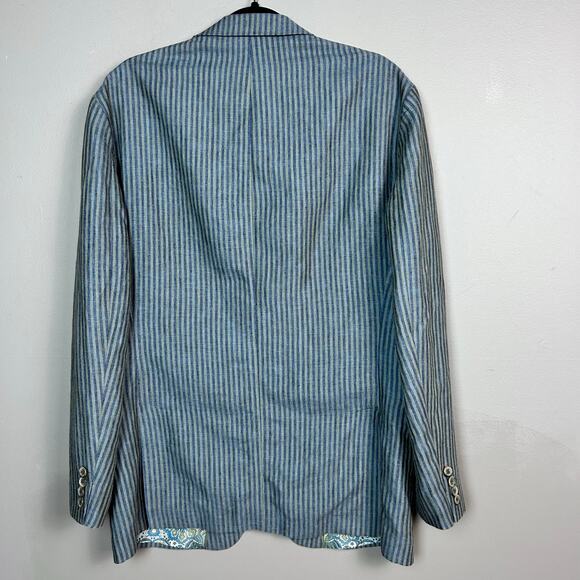 Tallia Linen sport coat Men's size 42 R convertible collar striped unique Mason - Picture 9 of 16